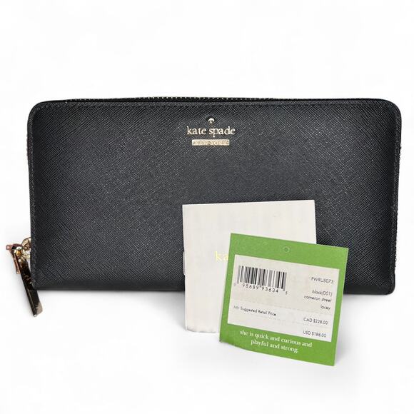 NWT Kate Spade Cameron Street Lacey Leather Wallet Black Boutique Line - Picture 12 of 14